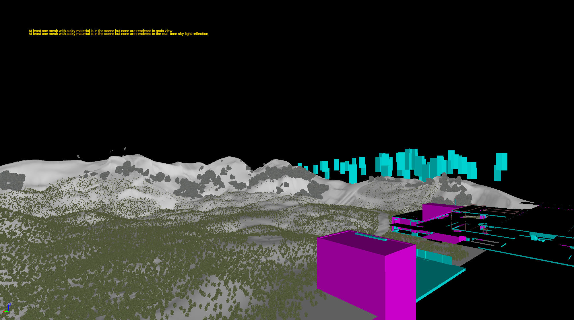 Lighting-only debug pass showing emissive surfaces and active light sources