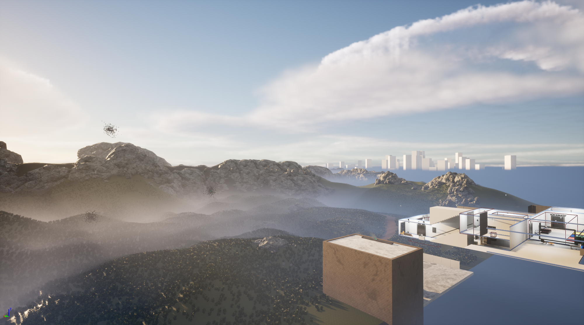 Low-light terrain preview with simplified ground texture and lighting disabled